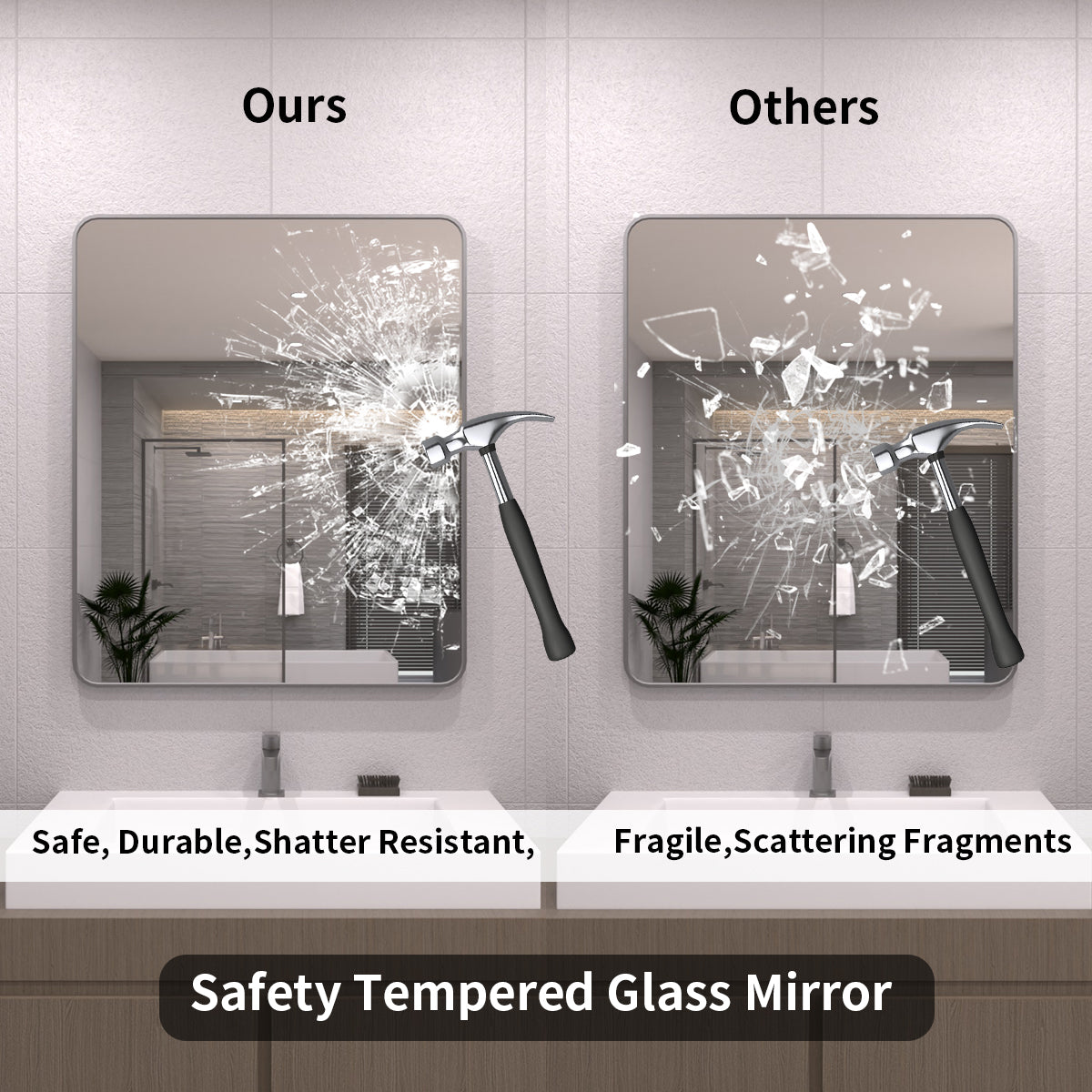 TaiMei 30 in. W x 36 in. H Vertical / Horizontal Rectangular Aluminum Framed Wall Mirror SM3036-GY-07
