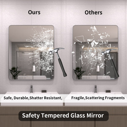 TaiMei 30 in. W x 36 in. H Vertical / Horizontal Rectangular Aluminum Framed Wall Mirror SM3036-GY-07