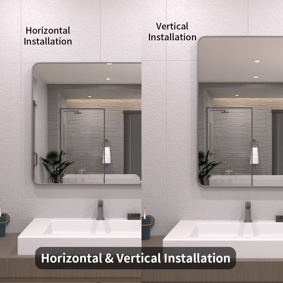 TaiMei 30 in. W x 36 in. H Vertical / Horizontal Rectangular Aluminum Framed Wall Mirror SM3036-GY-08