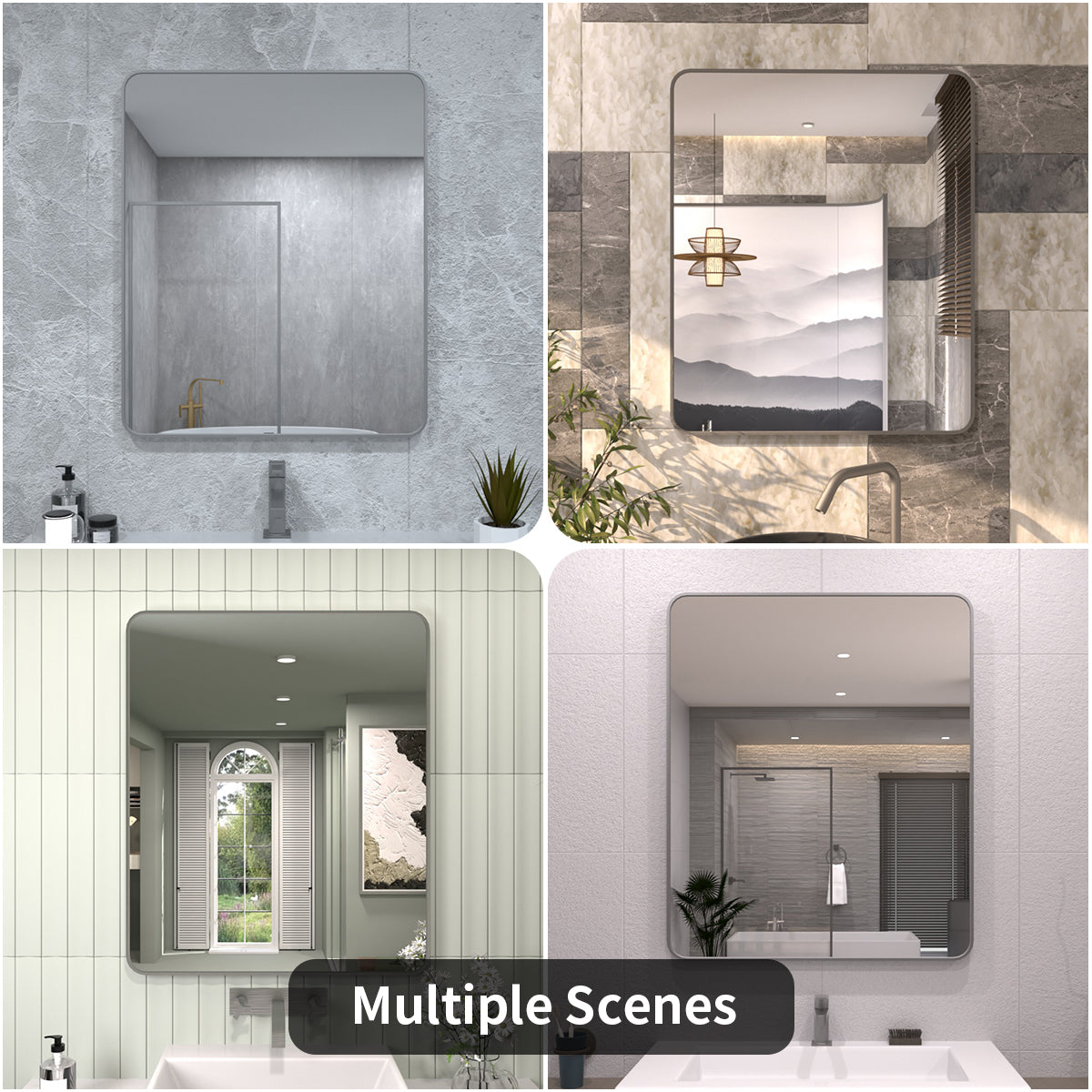 TaiMei 30 in. W x 36 in. H Vertical / Horizontal Rectangular Aluminum Framed Wall Mirror SM3036-GY-12