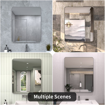 TaiMei 30 in. W x 36 in. H Vertical / Horizontal Rectangular Aluminum Framed Wall Mirror SM3036-GY-12