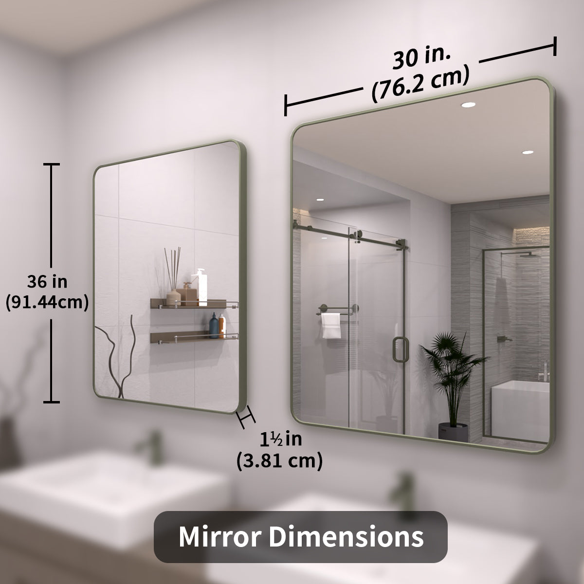 TaiMei 30 in. W x 36 in. H Vertical / Horizontal Rectangular Aluminum Framed Wall Mirror SM3036-MG-04