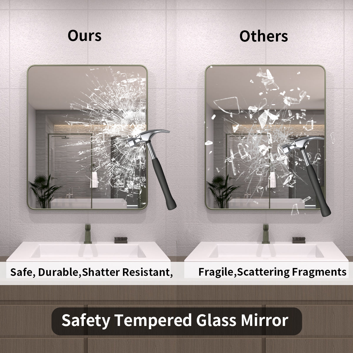 TaiMei 30 in. W x 36 in. H Vertical / Horizontal Rectangular Aluminum Framed Wall Mirror SM3036-MG-08