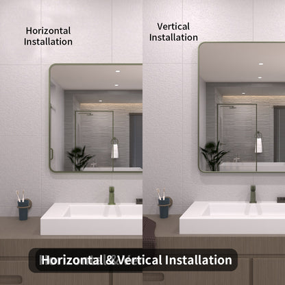 TaiMei 30 in. W x 36 in. H Vertical / Horizontal Rectangular Aluminum Framed Wall Mirror SM3036-MG-09