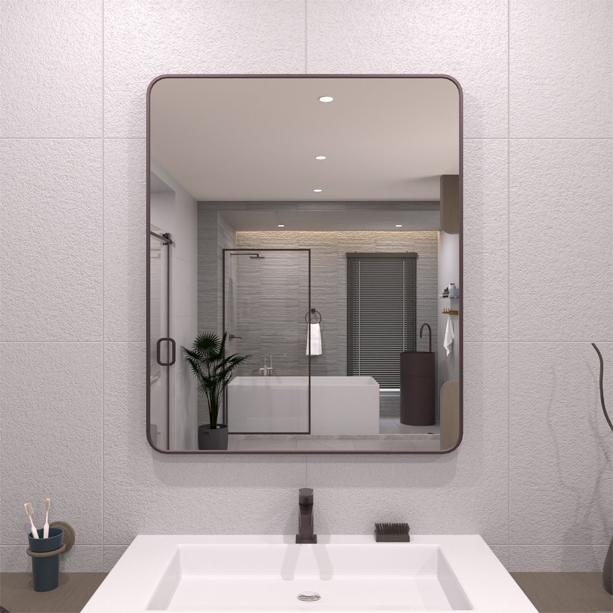 TaiMei 30 in. W x 36 in. H Vertical / Horizontal Rectangular Aluminum Framed Wall Mirror Oil Rubbed Bronze SM3036-ORB-01_d45d53ed-1903-41ed-81b1-9321a7a32221