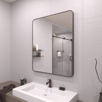 TaiMei 30 in. W x 36 in. H Vertical / Horizontal Rectangular Aluminum Framed Wall Mirror SM3036-ORB-02