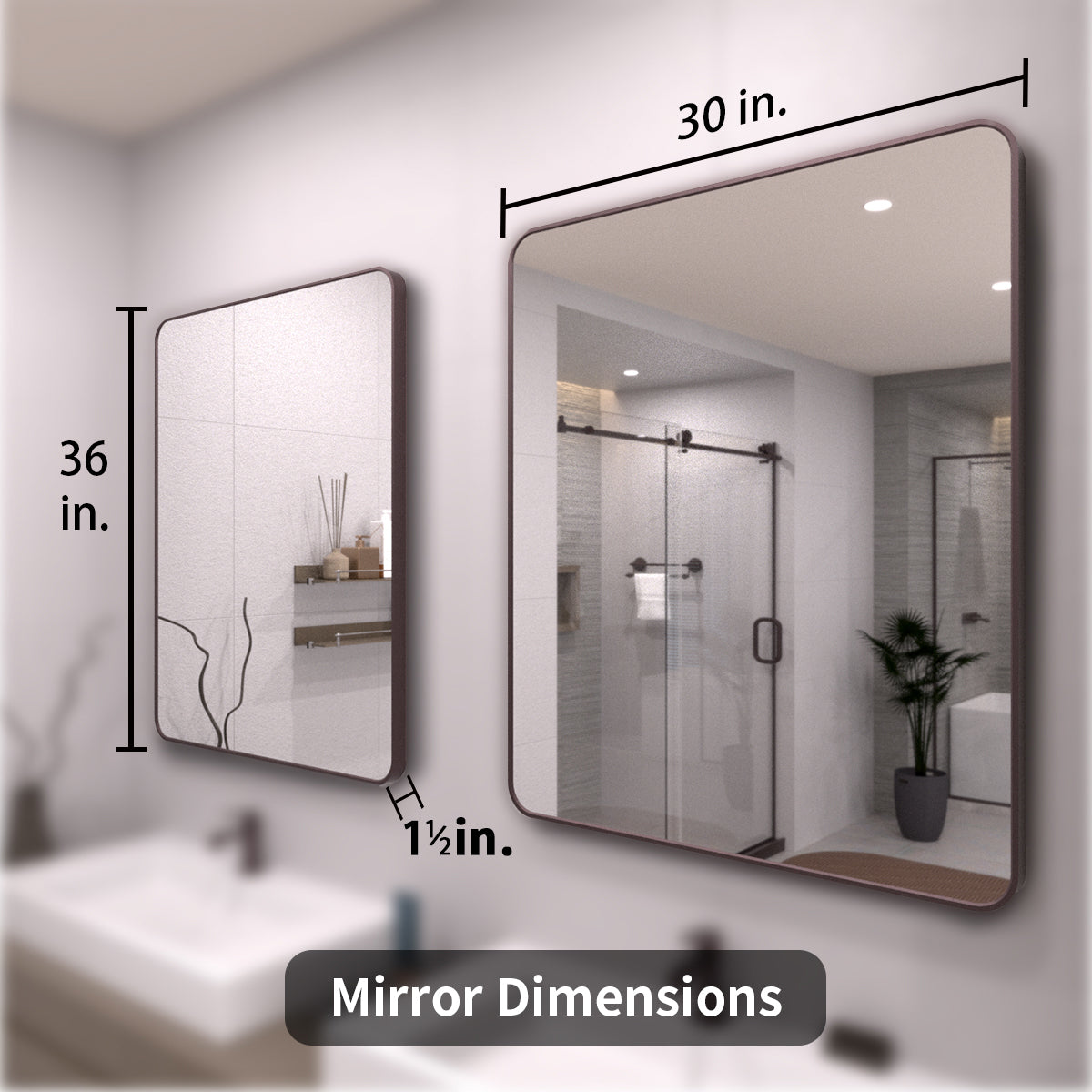 TaiMei 30 in. W x 36 in. H Vertical / Horizontal Rectangular Aluminum Framed Wall Mirror SM3036-ORB-04