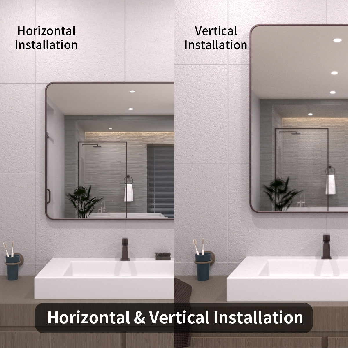 TaiMei 30 in. W x 36 in. H Vertical / Horizontal Rectangular Aluminum Framed Wall Mirror SM3036-ORB-09