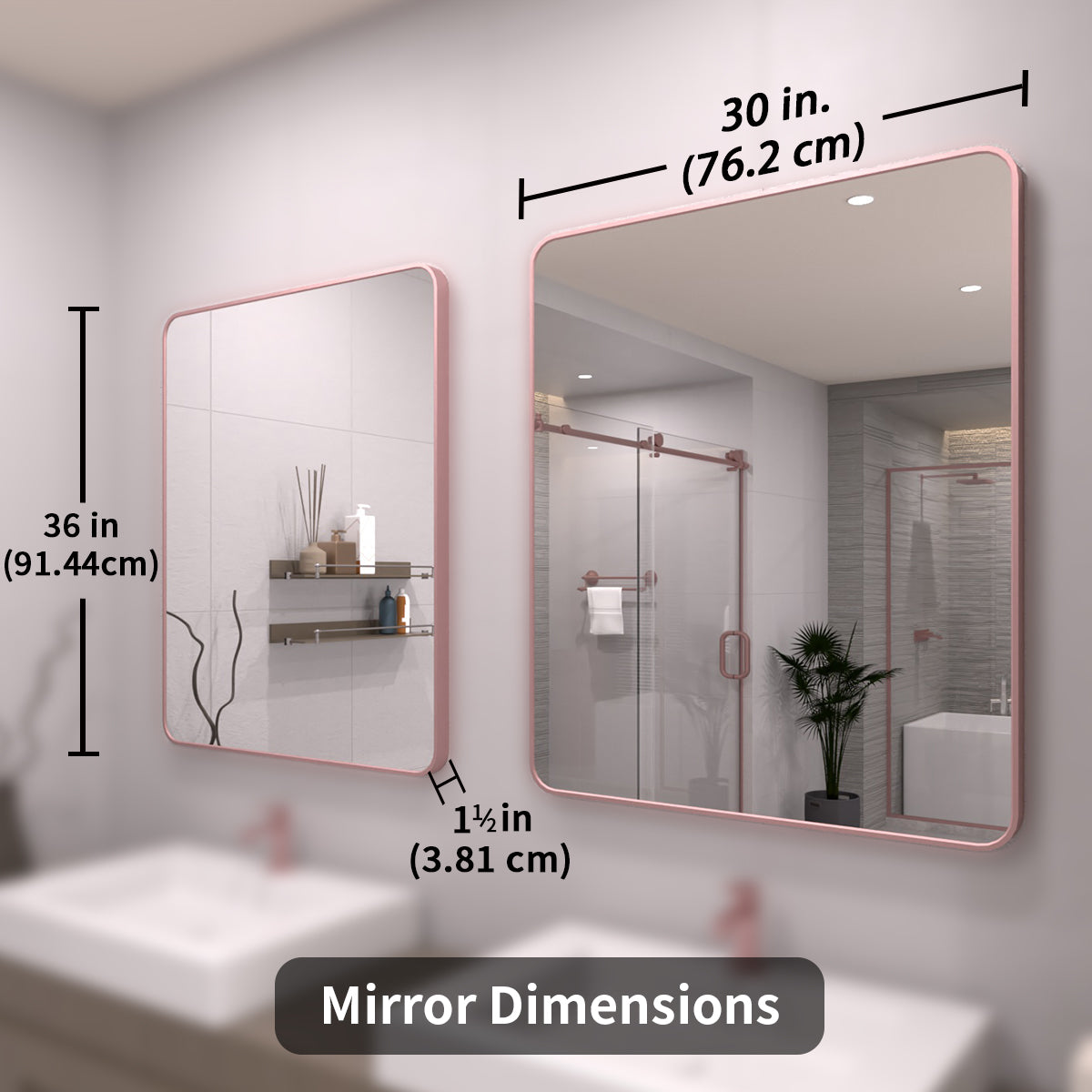 TaiMei 30 in. W x 36 in. H Vertical / Horizontal Rectangular Aluminum Framed Wall Mirror SM3036-RG-04