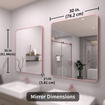 TaiMei 30 in. W x 36 in. H Vertical / Horizontal Rectangular Aluminum Framed Wall Mirror SM3036-RG-04