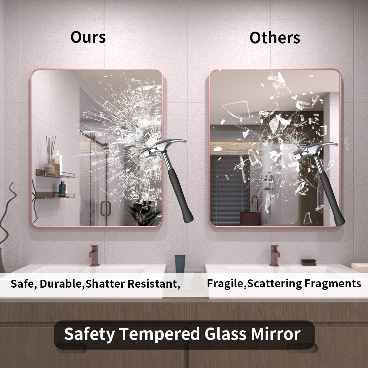 TaiMei 30 in. W x 36 in. H Vertical / Horizontal Rectangular Aluminum Framed Wall Mirror SM3036-RG-08