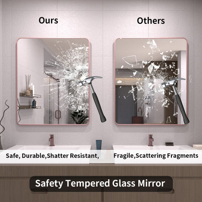 TaiMei 30 in. W x 36 in. H Vertical / Horizontal Rectangular Aluminum Framed Wall Mirror SM3036-RG-08