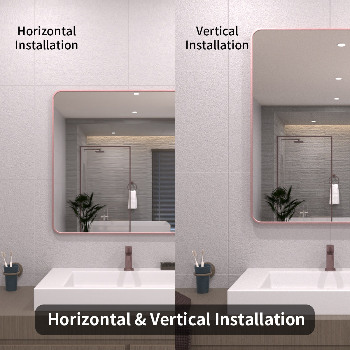 TaiMei 30 in. W x 36 in. H Vertical / Horizontal Rectangular Aluminum Framed Wall Mirror SM3036-RG-09