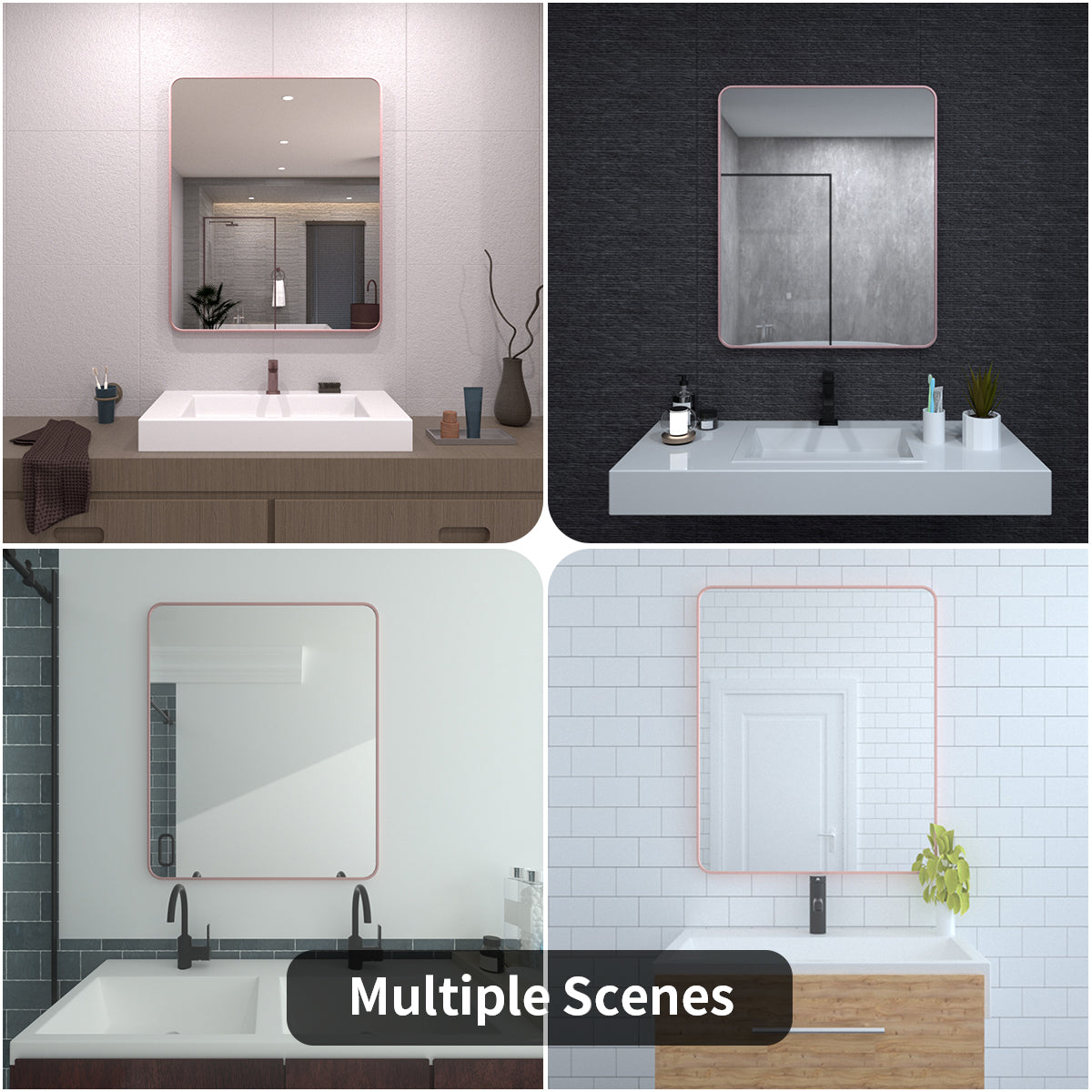TaiMei 30 in. W x 36 in. H Vertical / Horizontal Rectangular Aluminum Framed Wall Mirror SM3036-RG-13