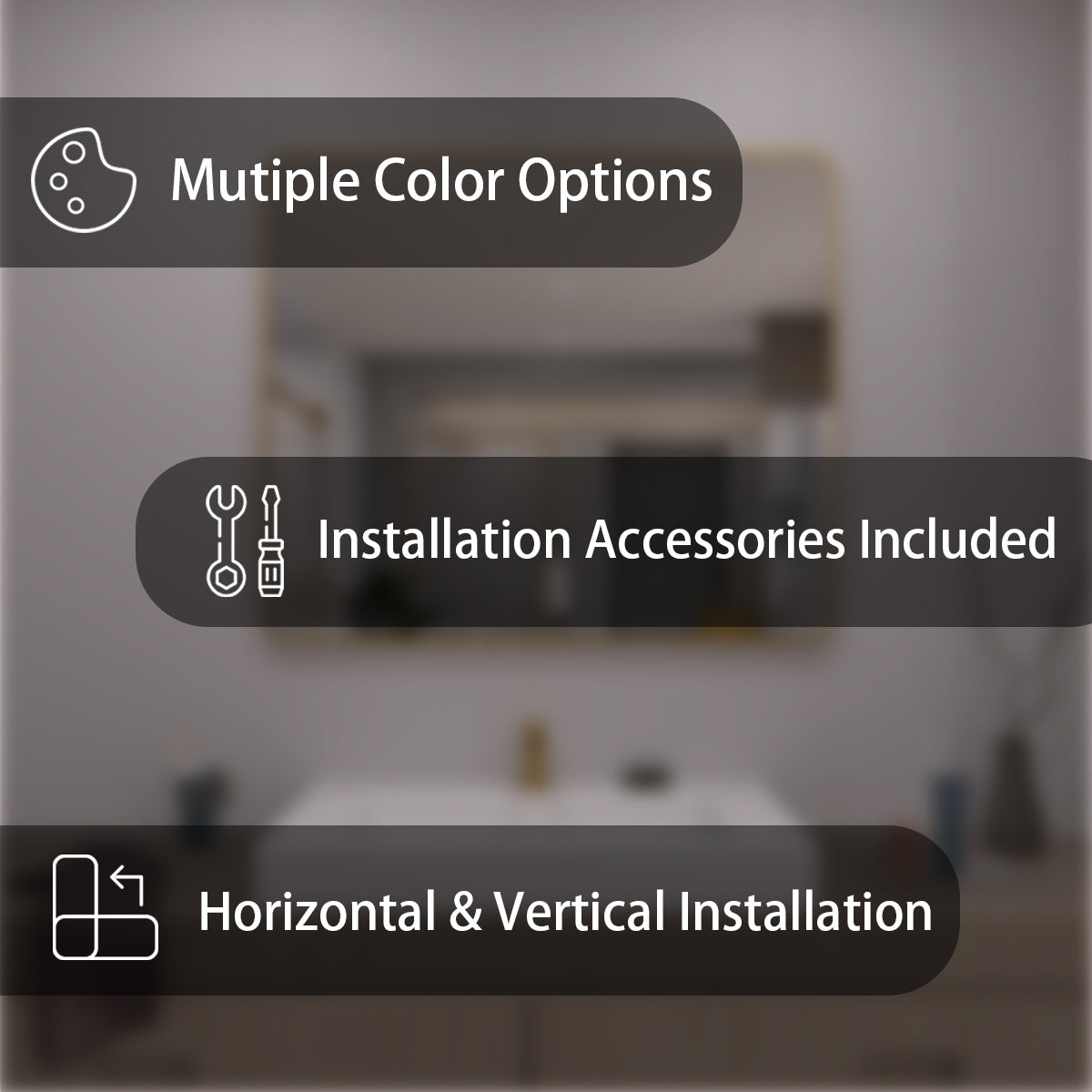 TaiMei 42 in. W x 36 in. H Vertical / Horizontal Rectangular Aluminum Framed Mirror