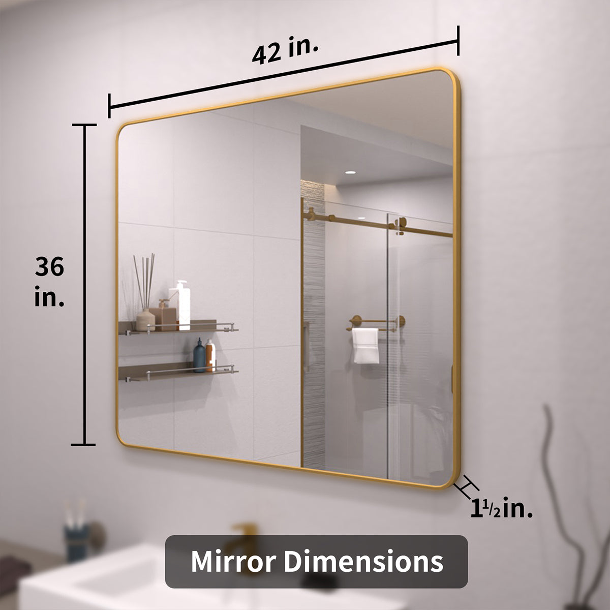 TaiMei 42 in. W x 36 in. H Vertical / Horizontal Rectangular Aluminum Framed Mirror