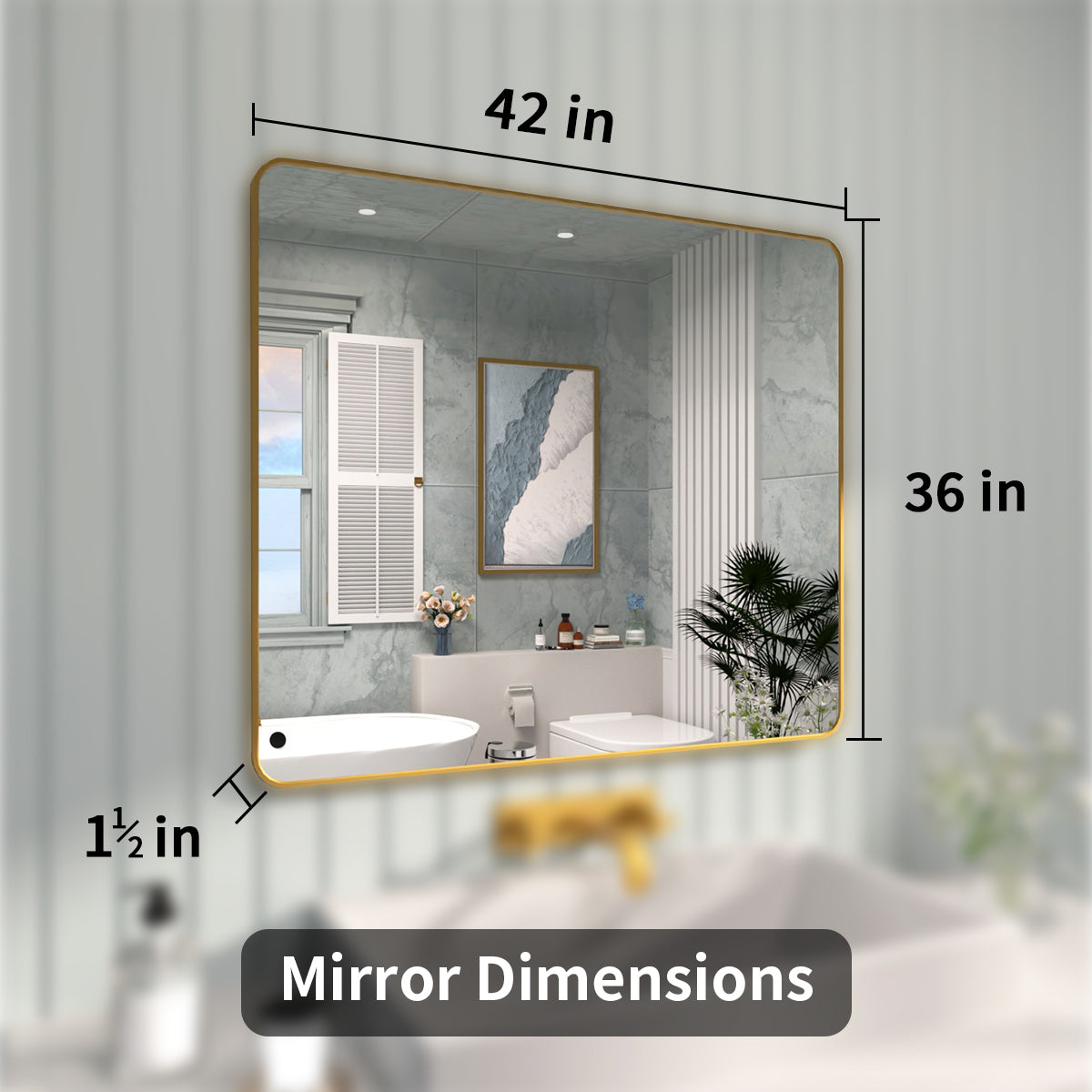 FMNP TaiMei 42 in. W x 36 in. H Rectangular Framed Wall Bathroom Vanity Mirror SM4236-BG-04_c2d5bd84-719a-4186-bdcf-94e2204b12b3