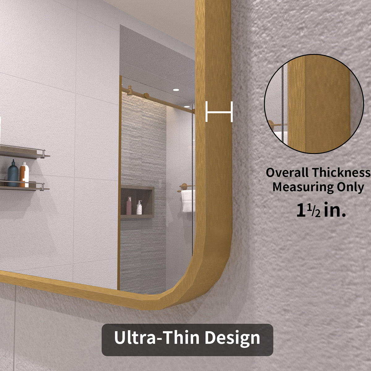 TaiMei 42 in. W x 36 in. H Vertical / Horizontal Rectangular Aluminum Framed Mirror