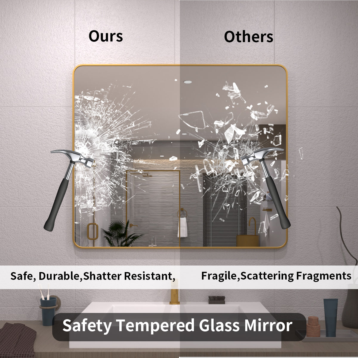 TaiMei 42 in. W x 36 in. H Vertical / Horizontal Rectangular Aluminum Framed Mirror