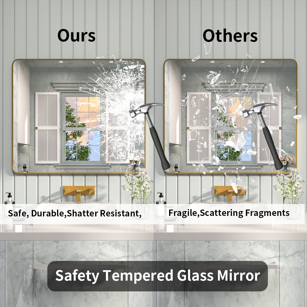 FMNP TaiMei 42 in. W x 36 in. H Rectangular Framed Wall Bathroom Vanity Mirror SM4236-BG-07_e01b8ec2-0cc3-4bc7-8b34-689c025bb17c