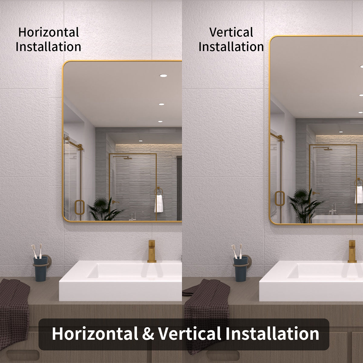 TaiMei 42 in. W x 36 in. H Vertical / Horizontal Rectangular Aluminum Framed Mirror