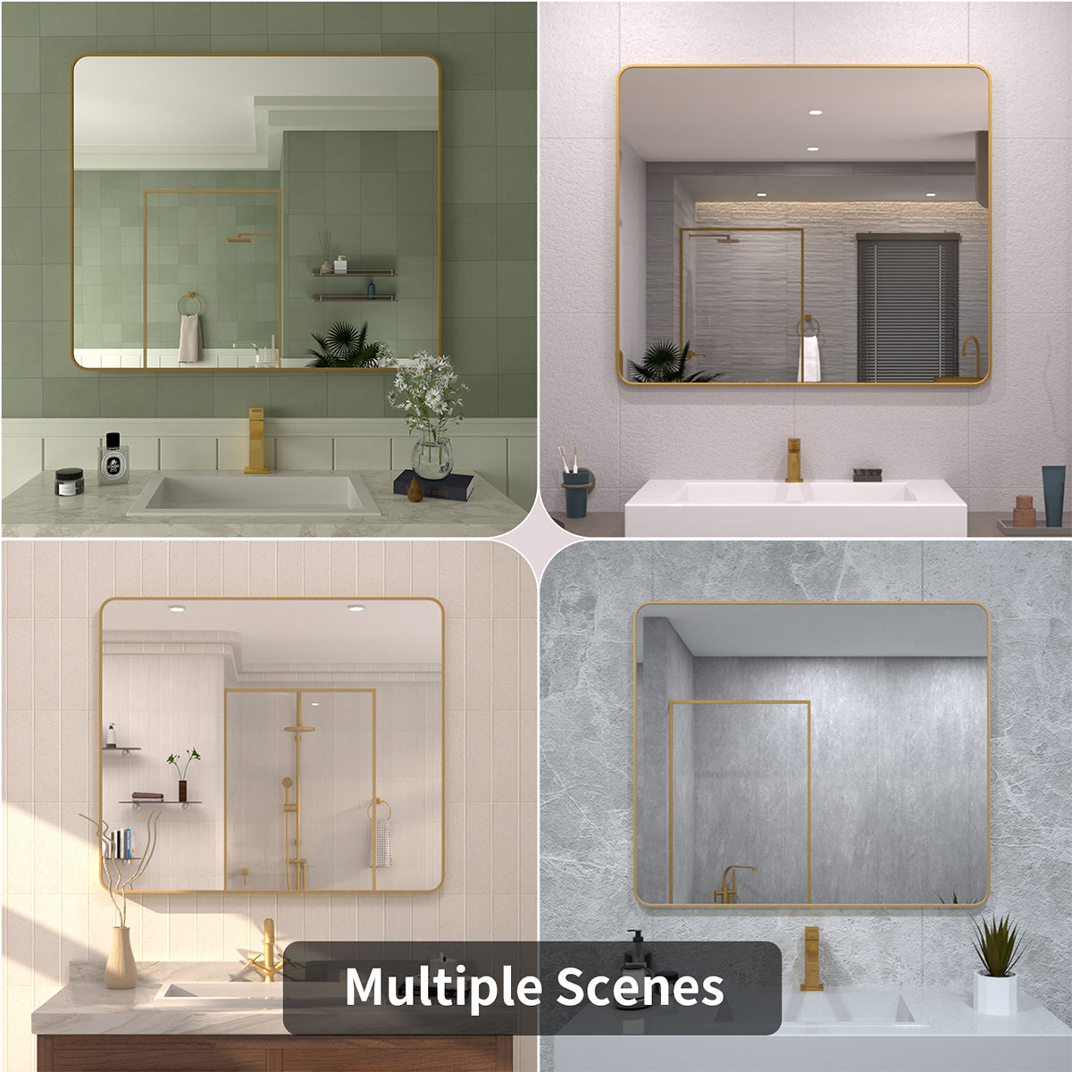 TaiMei 42 in. W x 36 in. H Vertical / Horizontal Rectangular Aluminum Framed Mirror