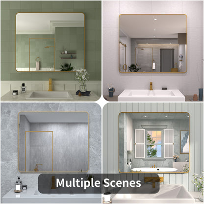 FMNP TaiMei 42 in. W x 36 in. H Rectangular Framed Wall Bathroom Vanity Mirror SM4236-BG-12_38b191d0-f7e5-4700-bcef-abd7d2eefde7