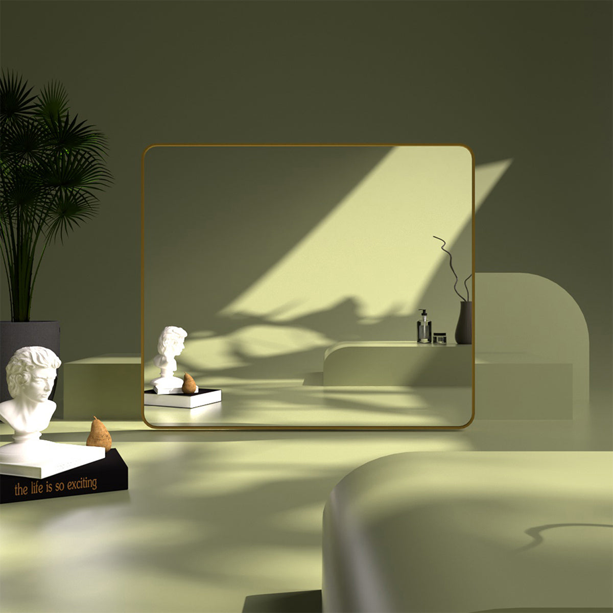 TaiMei 42 in. W x 36 in. H Vertical / Horizontal Rectangular Aluminum Framed Mirror