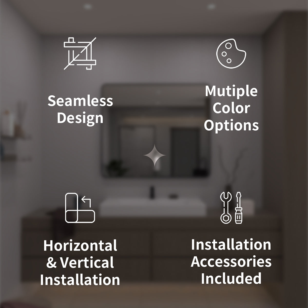 TaiMei 42 in. W x 36 in. H Vertical / Horizontal Rectangular Aluminum Framed Mirror