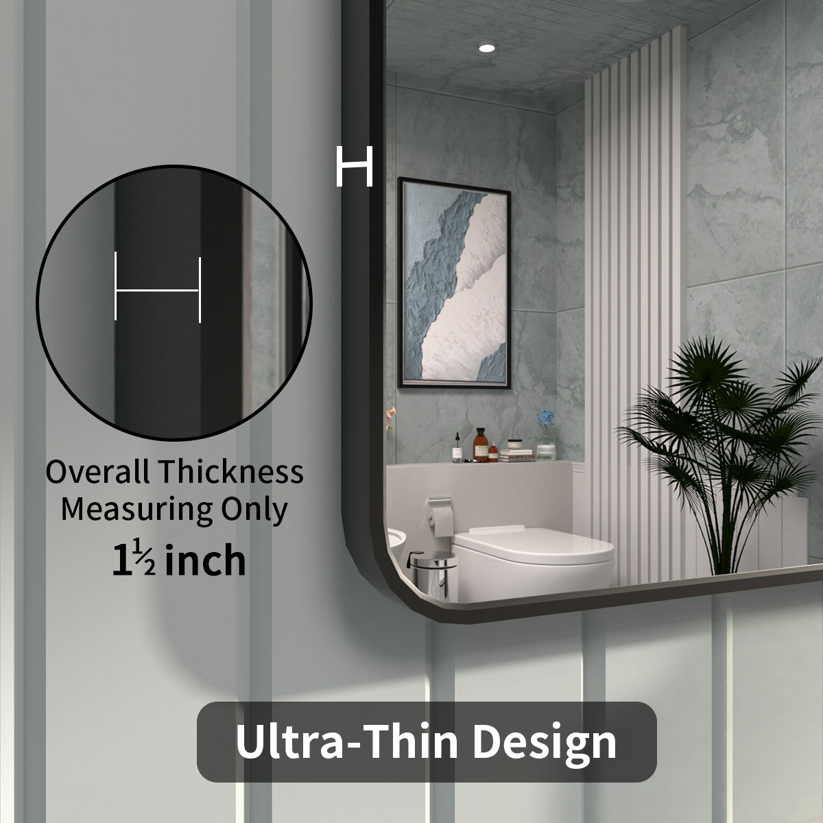 FMNP TaiMei 42 in. W x 36 in. H Rectangular Framed Wall Bathroom Vanity Mirror SM4236-BL-06_4209cfa4-b438-4ff3-a601-9a810ec0cbd4