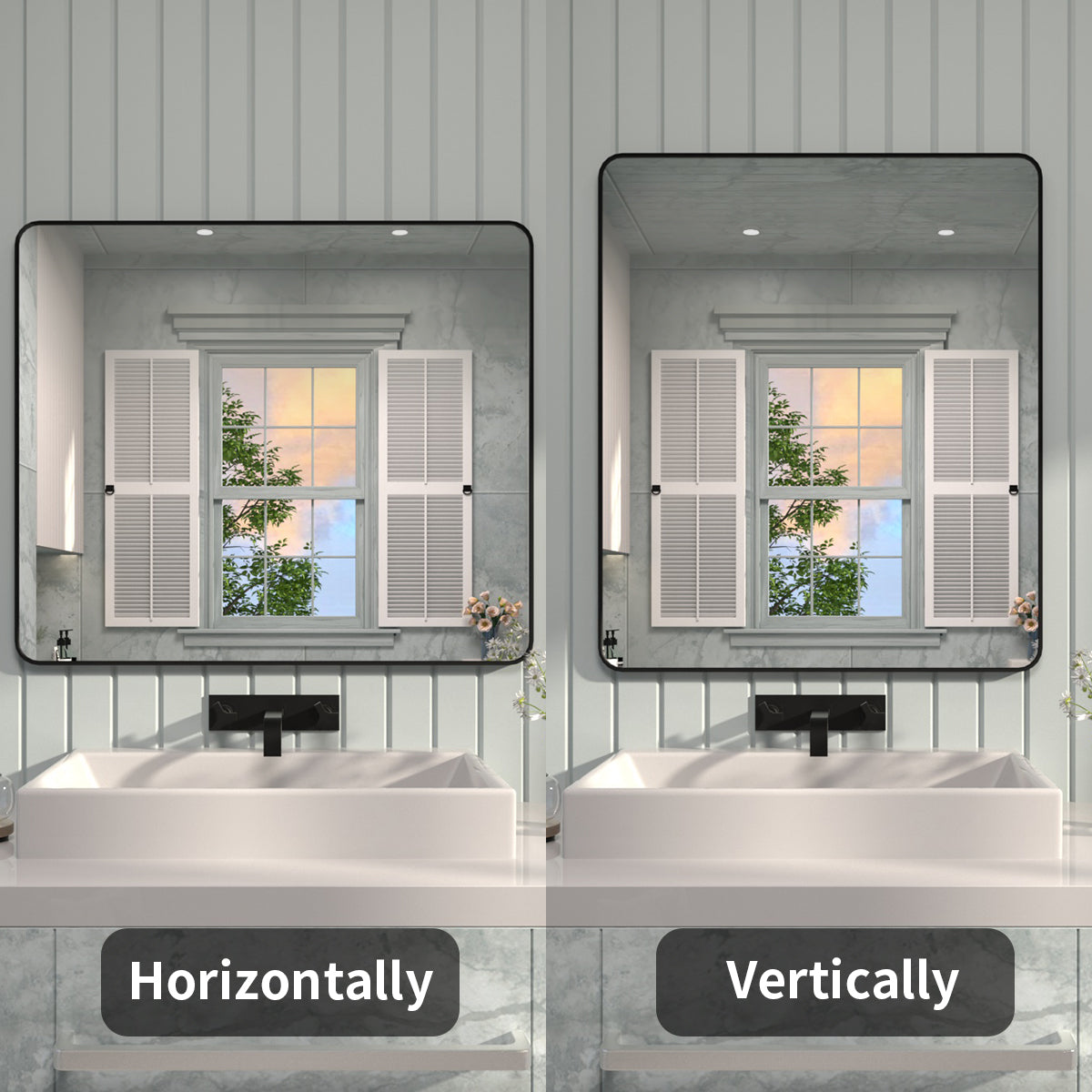 FMNP TaiMei 42 in. W x 36 in. H Rectangular Framed Wall Bathroom Vanity Mirror SM4236-BL-09_b5ba99a4-0b75-4b69-af15-fd2e30c5aa24