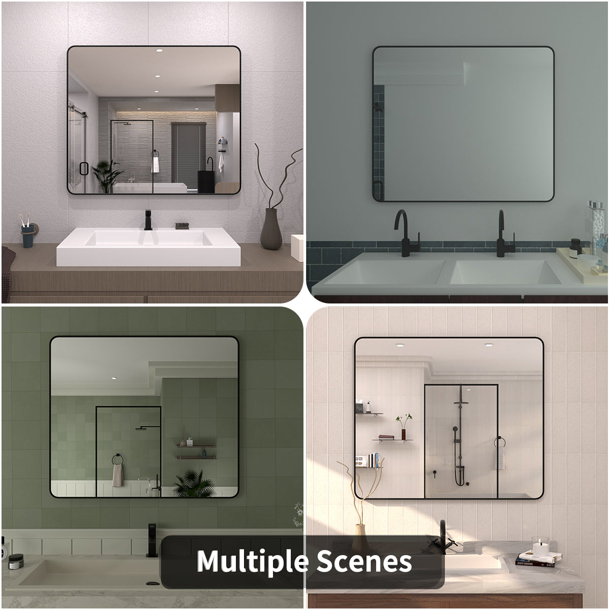 TaiMei 42 in. W x 36 in. H Vertical / Horizontal Rectangular Aluminum Framed Mirror