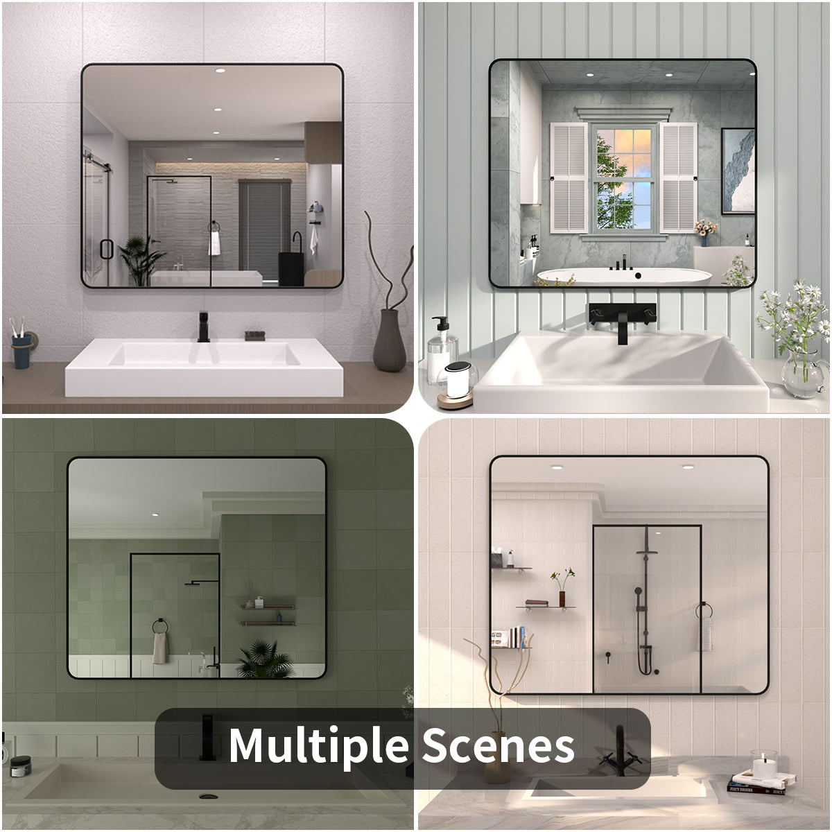 FMNP TaiMei 42 in. W x 36 in. H Rectangular Framed Wall Bathroom Vanity Mirror SM4236-BL-13_98b77ff6-0d19-4ec9-8a95-315559af03a9