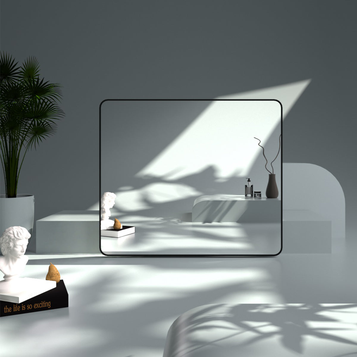 FMNP TaiMei 42 in. W x 36 in. H Rectangular Framed Wall Bathroom Vanity Mirror SM4236-BL-14_a731d3ea-8db9-49ae-a2a7-83164fce0054