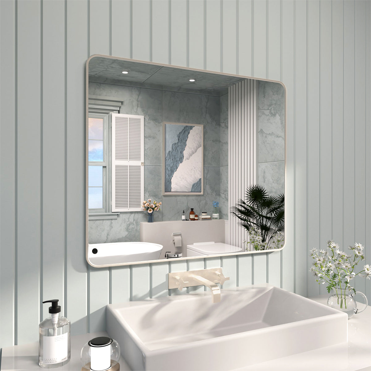 FMNP TaiMei 42 in. W x 36 in. H Rectangular Framed Wall Bathroom Vanity Mirror SM4236-BN-02_f20825b7-a46e-49e5-9377-145e287d4b73