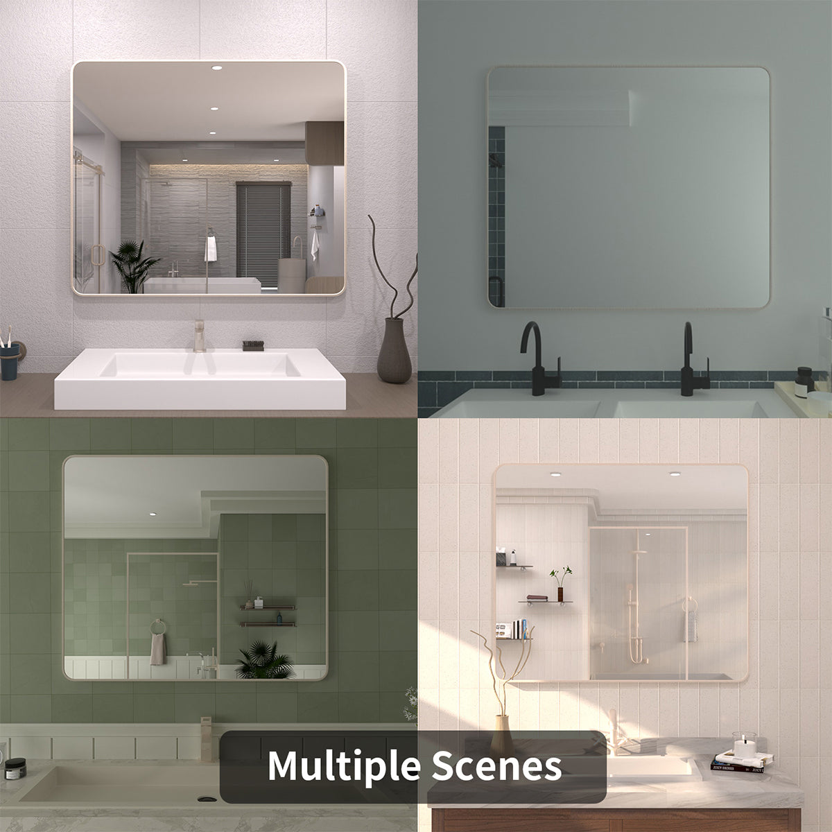 TaiMei 42 in. W x 36 in. H Vertical / Horizontal Rectangular Aluminum Framed Mirror