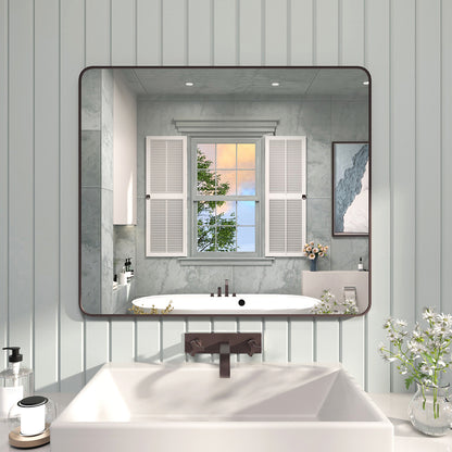 FMNP TaiMei 42 in. W x 36 in. H Rectangular Framed Wall Bathroom Vanity Mirror Oil Rubbed Bronze SM4236-ORB-01_32a19a10-73a2-4595-9b57-a0722323f93c