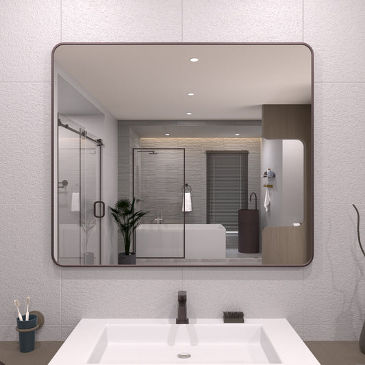 TaiMei 42 in. W x 36 in. H Vertical / Horizontal Rectangular Aluminum Framed Mirror