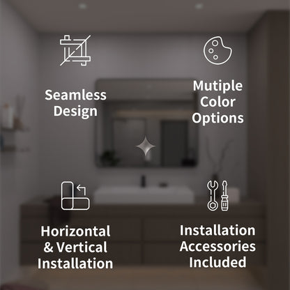 TaiMei 42 in. W x 36 in. H Vertical / Horizontal Rectangular Aluminum Framed Mirror