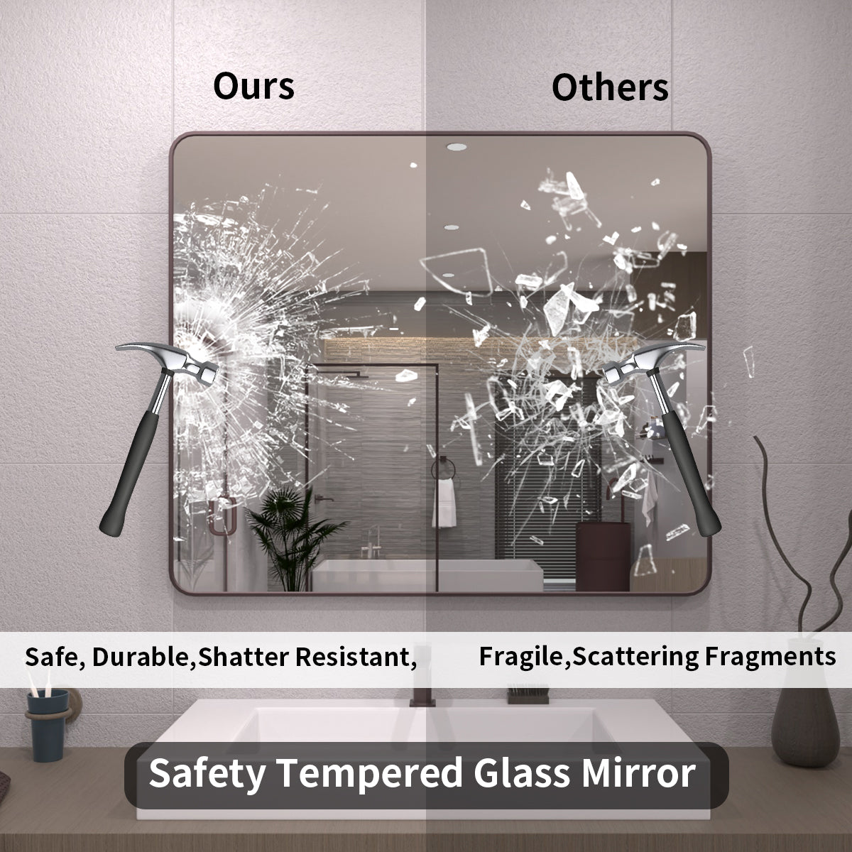 TaiMei 42 in. W x 36 in. H Vertical / Horizontal Rectangular Aluminum Framed Mirror