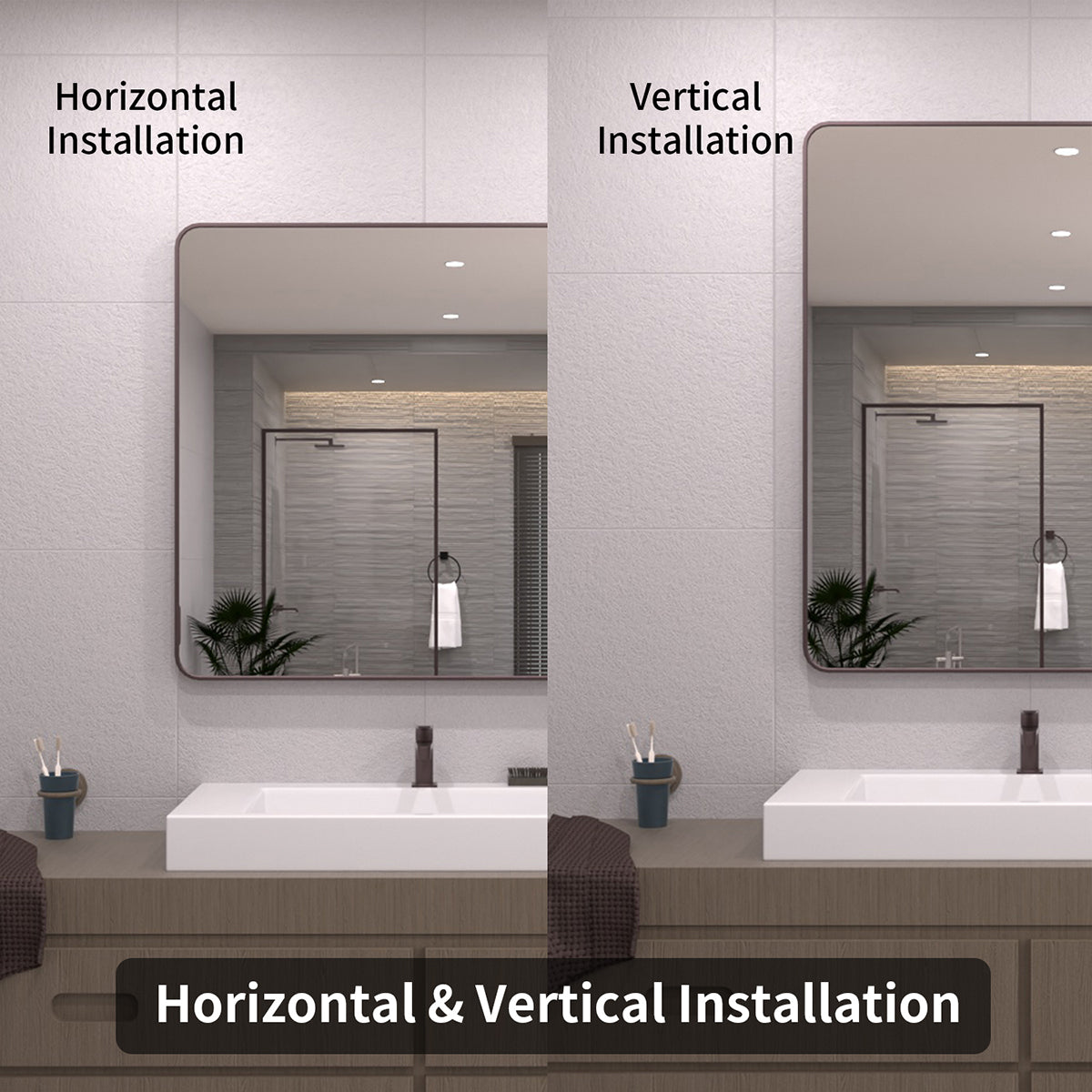 TaiMei 42 in. W x 36 in. H Vertical / Horizontal Rectangular Aluminum Framed Mirror