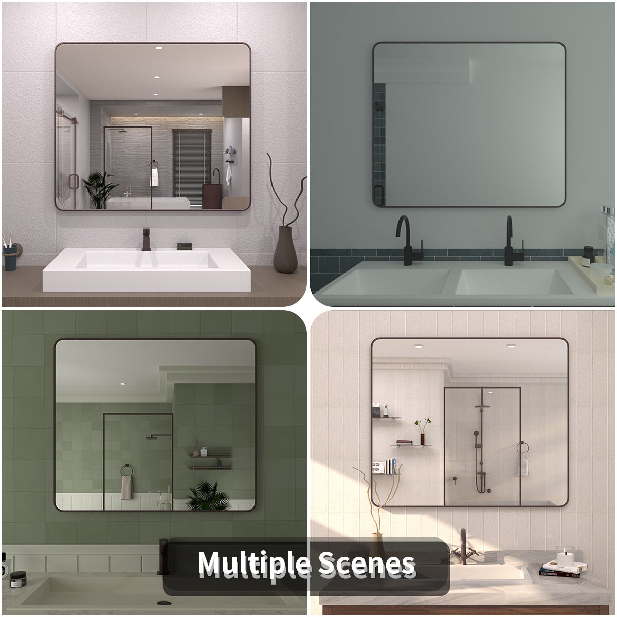TaiMei 42 in. W x 36 in. H Vertical / Horizontal Rectangular Aluminum Framed Mirror