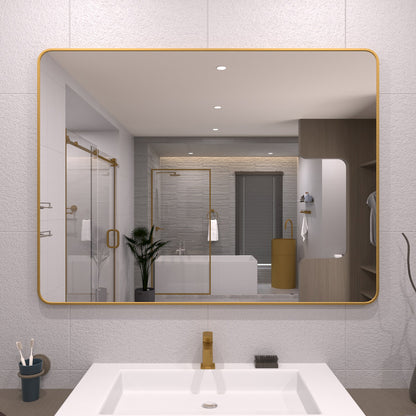 TaiMei 48 in. W x 36 in. H Vertical / Horizontal Rectangular Aluminum Framed Wall Mirror Brushed Gold SM4836-BG-01_d4403fb0-4deb-4ed1-884b-a5ea7f983fd2
