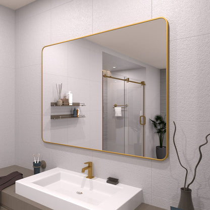 TaiMei 48 in. W x 36 in. H Vertical / Horizontal Rectangular Aluminum Framed Wall Mirror SM4836-BG-02
