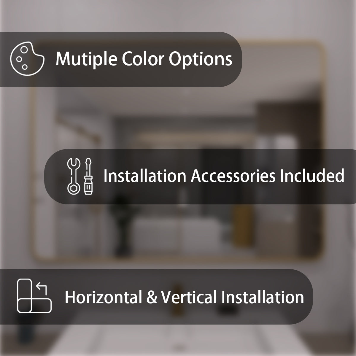 TaiMei 48 in. W x 36 in. H Vertical / Horizontal Rectangular Aluminum Framed Wall Mirror SM4836-BG-03