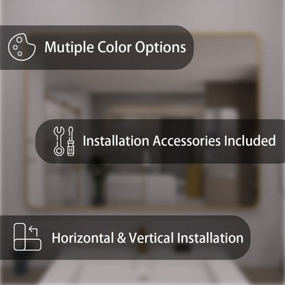 TaiMei 48 in. W x 36 in. H Vertical / Horizontal Rectangular Aluminum Framed Wall Mirror SM4836-BG-03