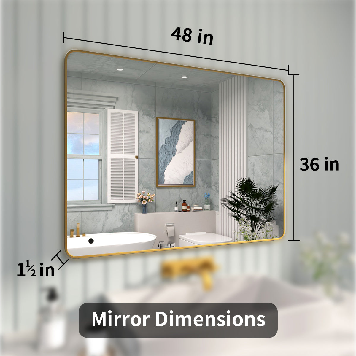 FMNP TaiMei 48 in. W x 36 in. H Rectangular Framed Wall Bathroom Vanity Mirror SM4836-BG-04_9a4e7415-60af-44d1-8970-616caa9f8df5