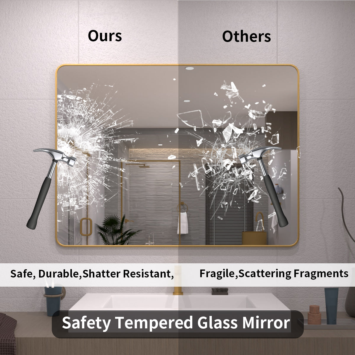 TaiMei 48 in. W x 36 in. H Vertical / Horizontal Rectangular Aluminum Framed Wall Mirror SM4836-BG-07