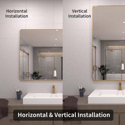 TaiMei 48 in. W x 36 in. H Vertical / Horizontal Rectangular Aluminum Framed Wall Mirror SM4836-BG-08