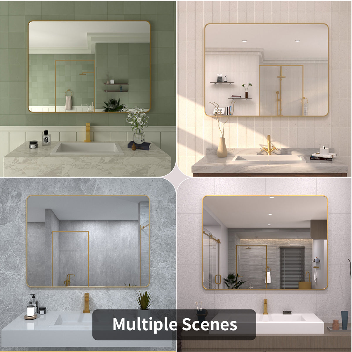TaiMei 48 in. W x 36 in. H Vertical / Horizontal Rectangular Aluminum Framed Wall Mirror SM4836-BG-12